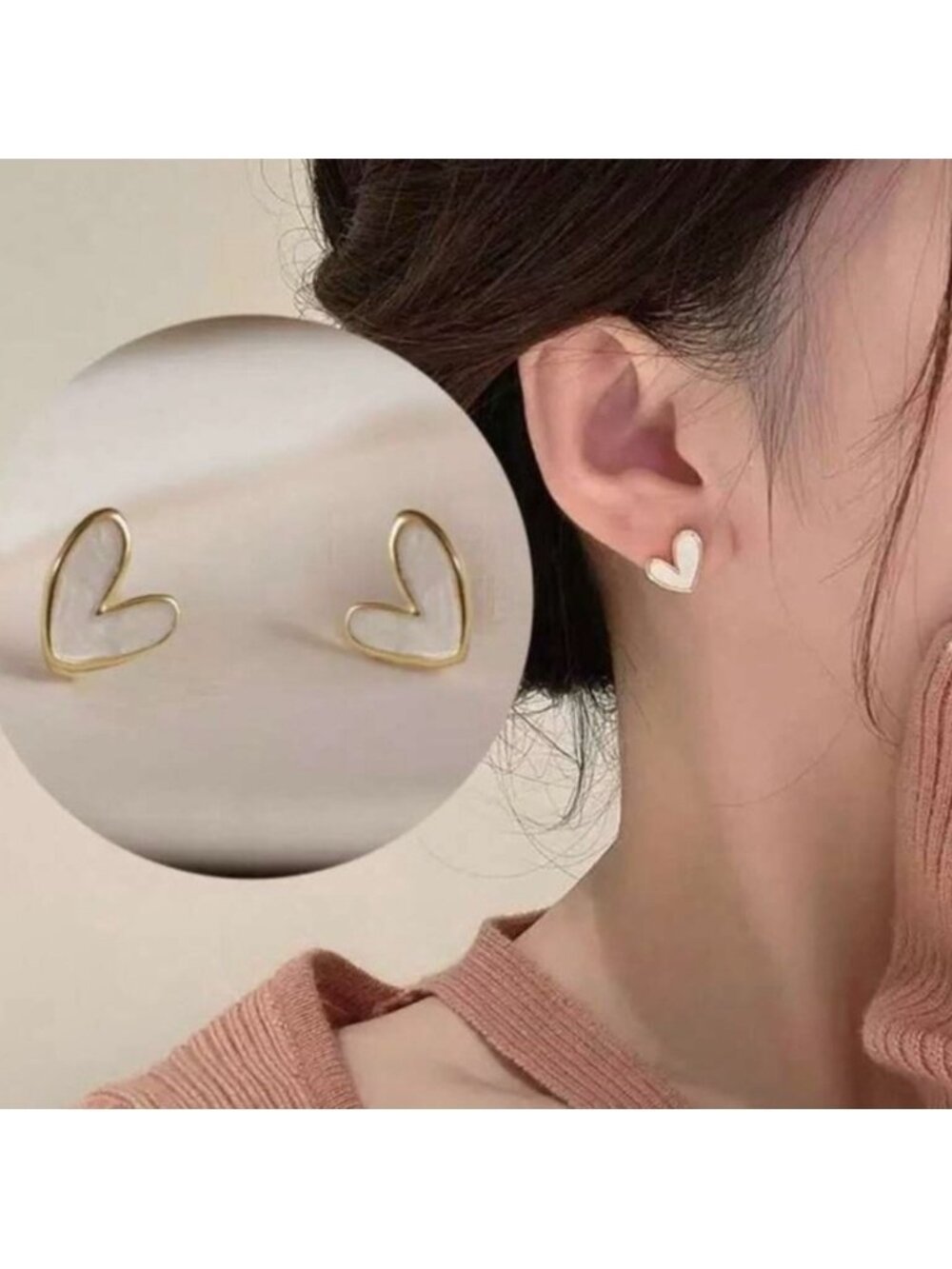 Gold Plated Stainless Steel Heart Stud Earrings